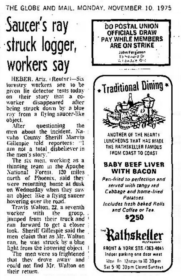 Credit: The globe and mail 10 Nov 1975
