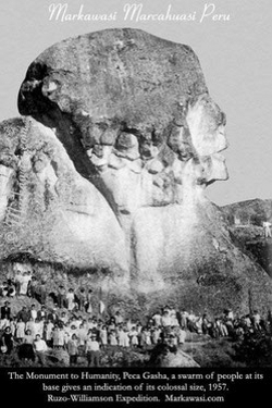 Il monumento dell'umanità, foto della spezione in Perù  del 1957 da cui prende spunto per la copertina del libro.