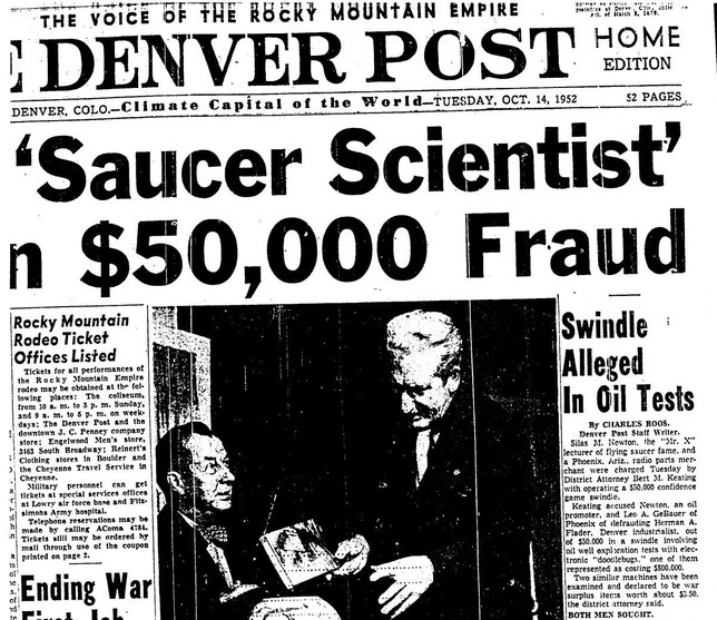 Articolo del Denver Post  14 Ottobre 1952