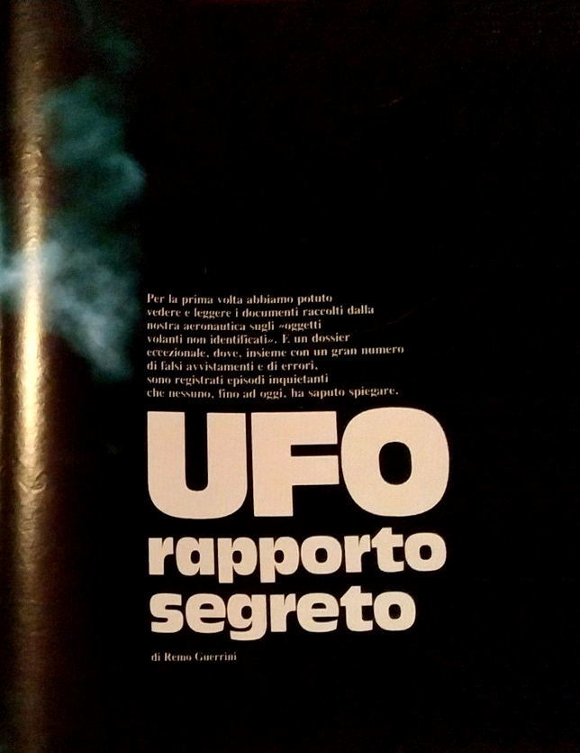 Intro dell'articolo di Remo Guerrini contenuto nel settimanale EPOCA - UFO rapporto segreto 