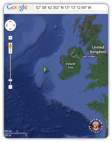 52° 09' 42.352" N - 13° 13' 12.69" W - Hy Brasil