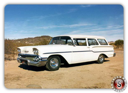 Chevy Station Wagon White 1958