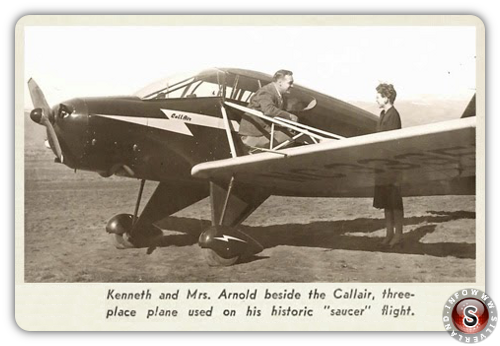 Kenneth Arnold con il suo aereo nel 1947 un Call-Air A2  NC - 33355