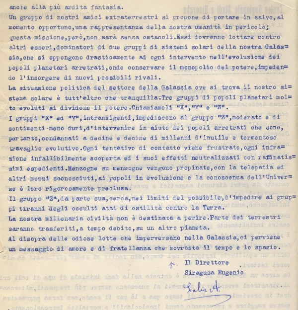 Lettera di Eugenio Siragusa