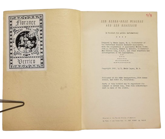 Meade Layne, The Ether Ship Mystery and Its Solution, 1950.