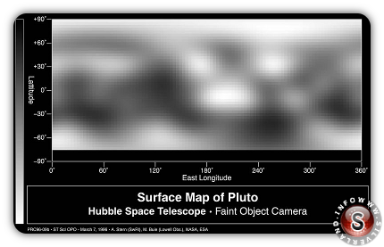 Mappa di Plutone basata su osservazioni del telescopio Hubble.