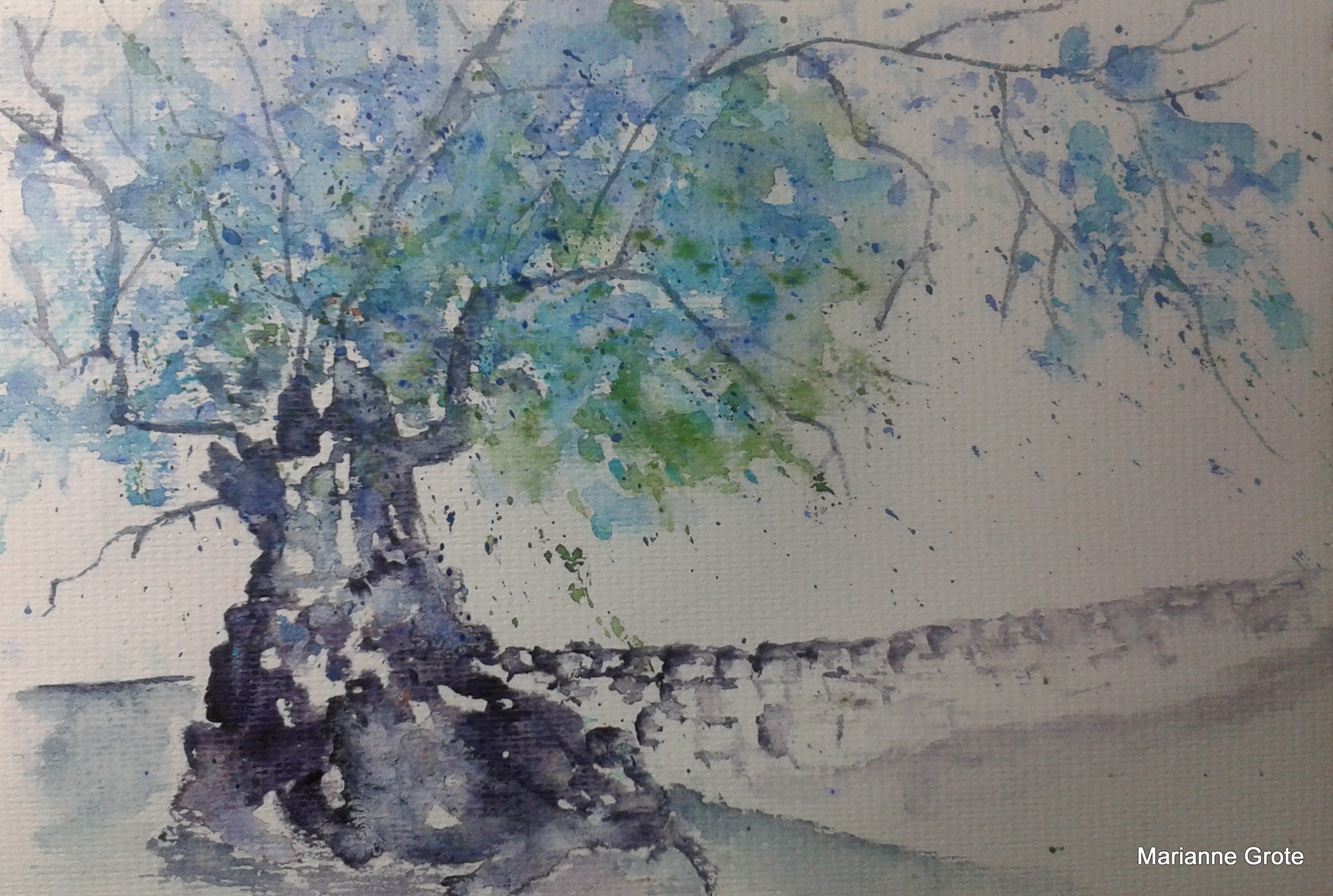 Olivenbaum, Aquarell 16 x 24 cm
