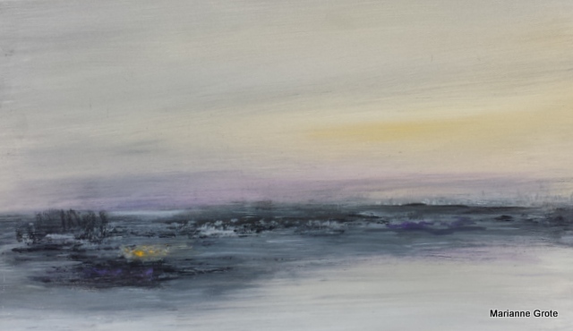 Abendstimmung, 30 x 50 cm, Mischtechnik auf Leinwand, 2016