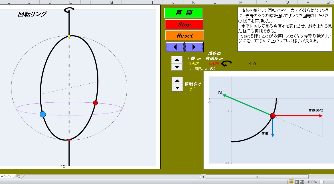 力学２－27　回転ﾘﾝｸﾞに通された環(97) 