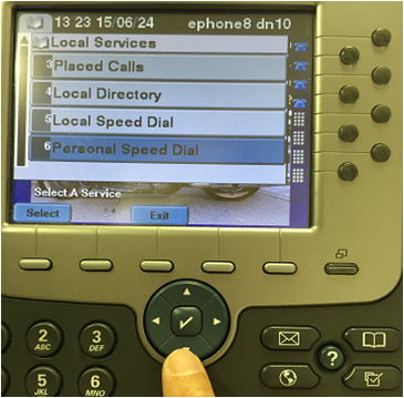 Select "Personal Speed Dial" and Press "Select" Image