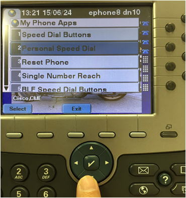 Select "Personal Speed Dial" and Press "Select" image