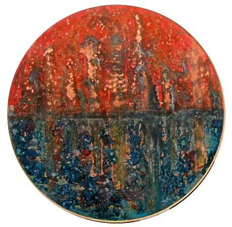 PAESAGGIO ASTRALE - Acrilico su legno, diametro 90, anno 2009