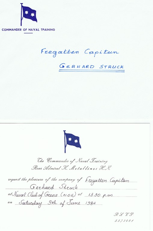Einladung in den "Naval Club of Greece"