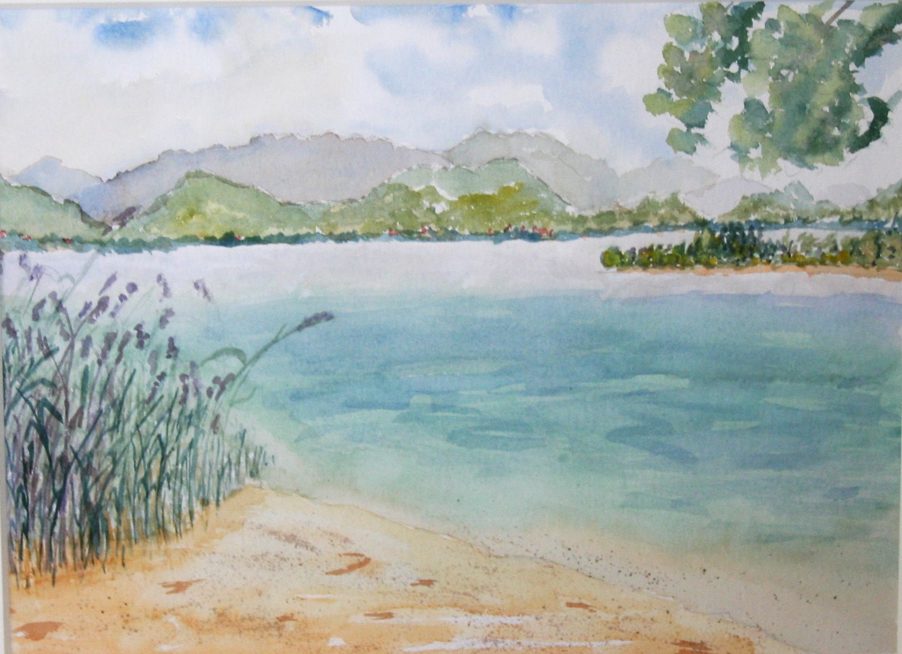 Chiemsee, Am Strand, Aquarell, (2009)