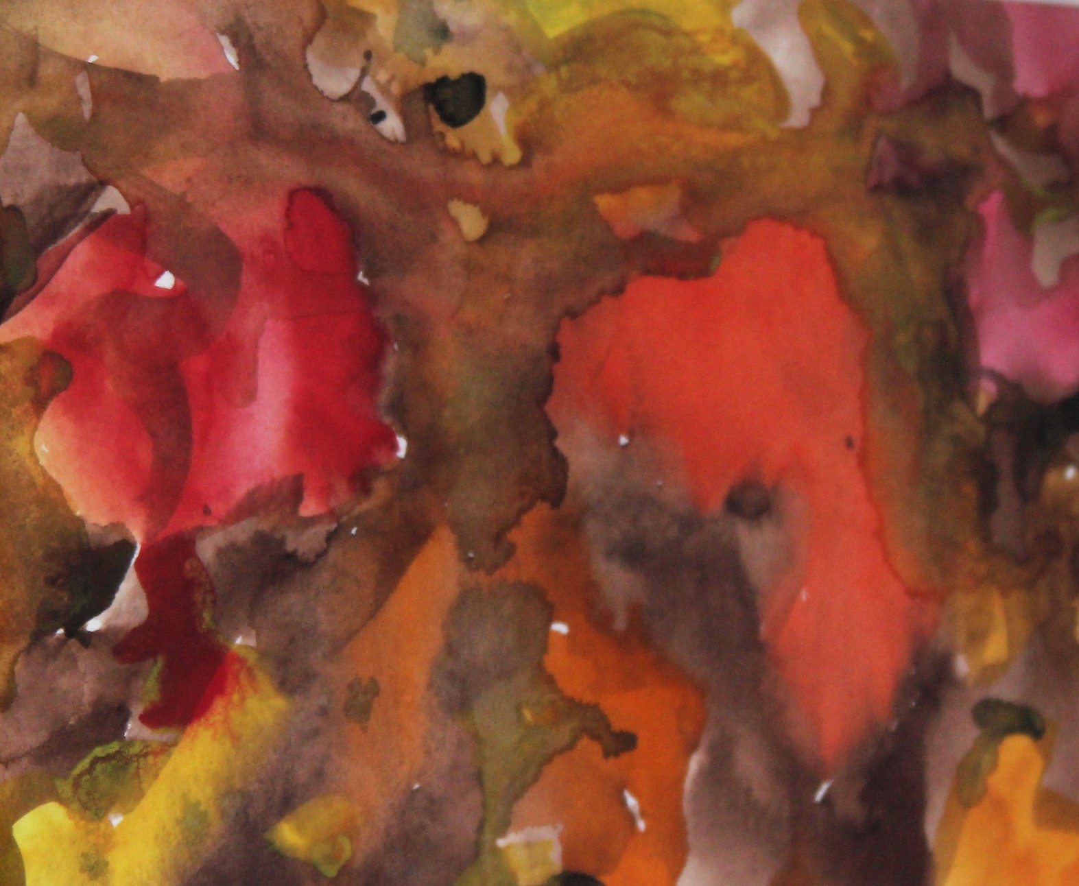 Farbharmonie in Rot und Braun, Aquarell (2011) (abstrahiertes Herbstlaub)