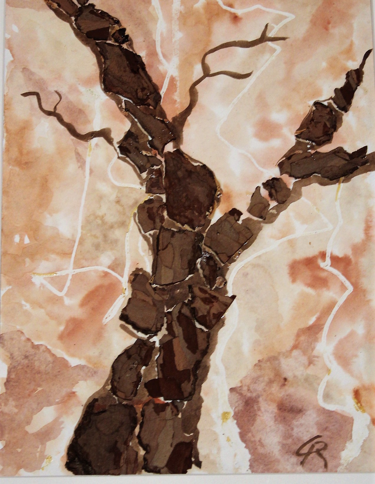 Baum (2013) (Acryl und Rindenstücke) (Privatbesitz)