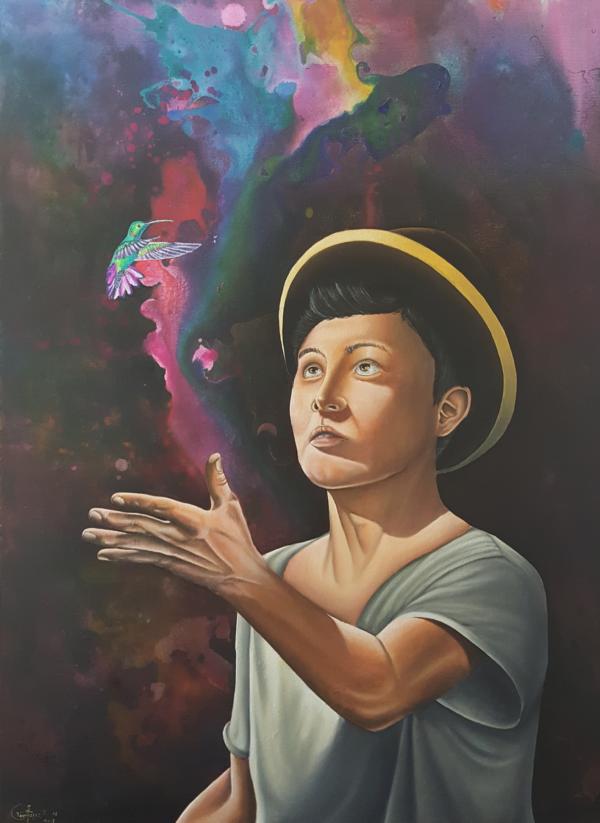 A Messenger, of the Serie "Silent Poetry",2018, 60 x 80 cm, Oil on Canvas