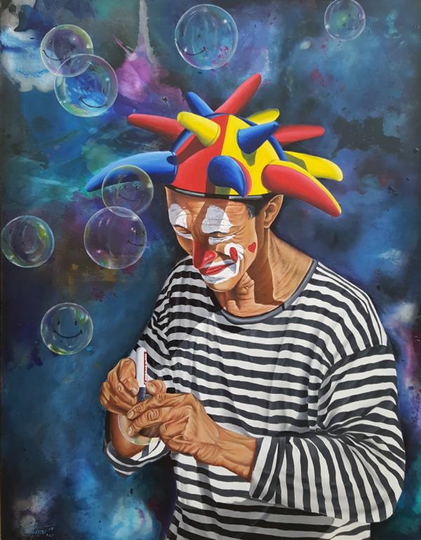 The Smile-Maker, of the Serie "Silent Poetry", 2018, 70 x 90 cm, Oil on Canvas