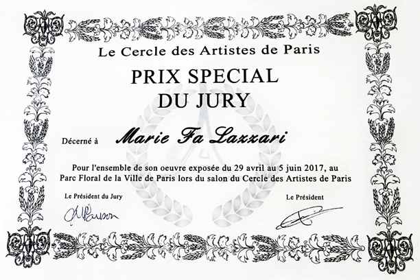 Cercle des Artistes de Paris, Parc Floral, Prix Spécial du Jury 2017.