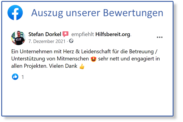 Bewertung 002 - hilfsbereit.org aus Itzehoe - betreuen statt pflegen mit dem Angebot zu haushaltnahe Dienstleistungen