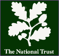 Logo National Trust: weißes Eichenblatt auf grünem Grund