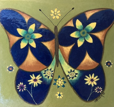 Papillon, néocolor sur carton.©SaëlleK.