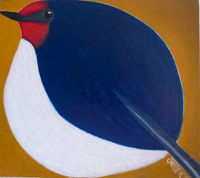 Hirondelle rustique. pastel à l'huile sur carton. © SaëlleK.