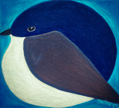 Hirondelle de fenêtre. pastel à l'huile sur carton. © SaëlleK.