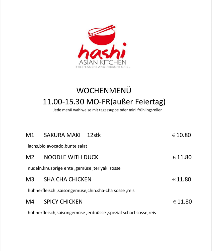 Wochenmenü von 28.07 bis 01.08
