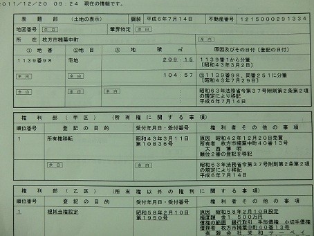 登記簿（登記事項）の確認