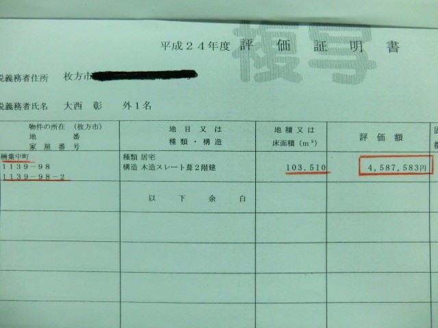 固定資産評価証明書