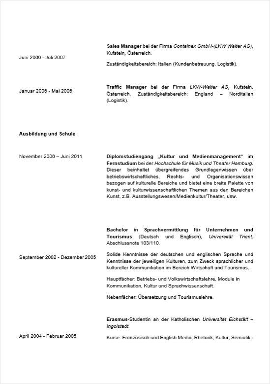 Cv Beispiel Direktvertrieb Lebenslauf War Gestern