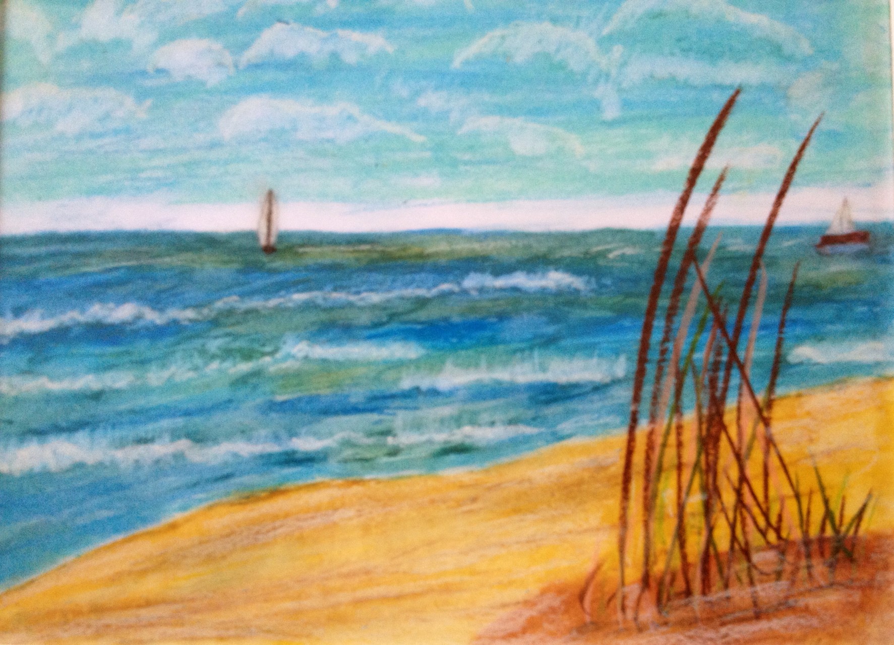 Strand, Wachsfarbstifte