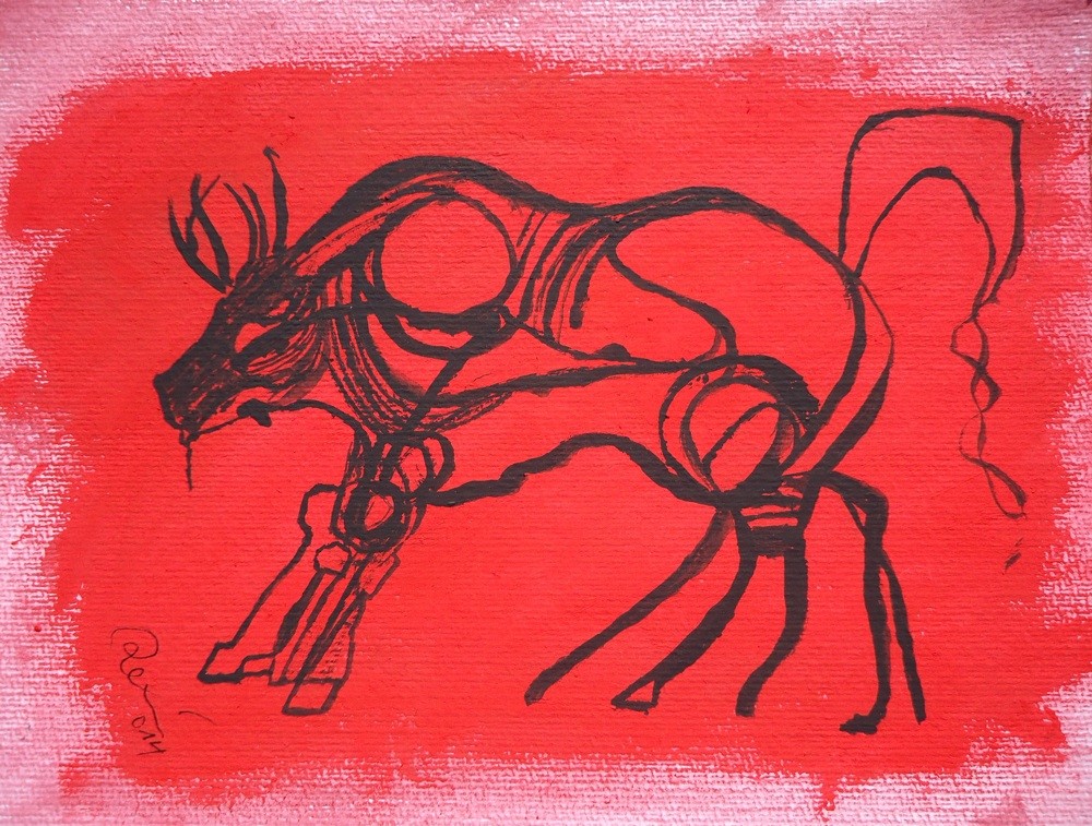 Stier, Aquarell