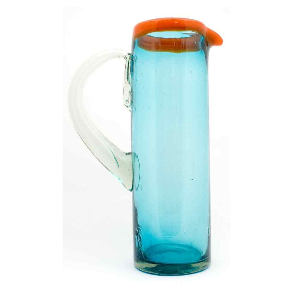 Turquoise and red straight jug