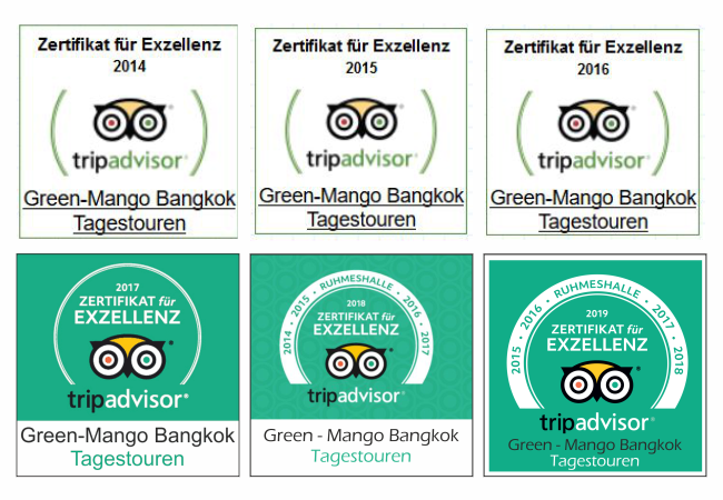 Green-Mango Bangkok Touren Tripadvisor Award 2014 - 2019