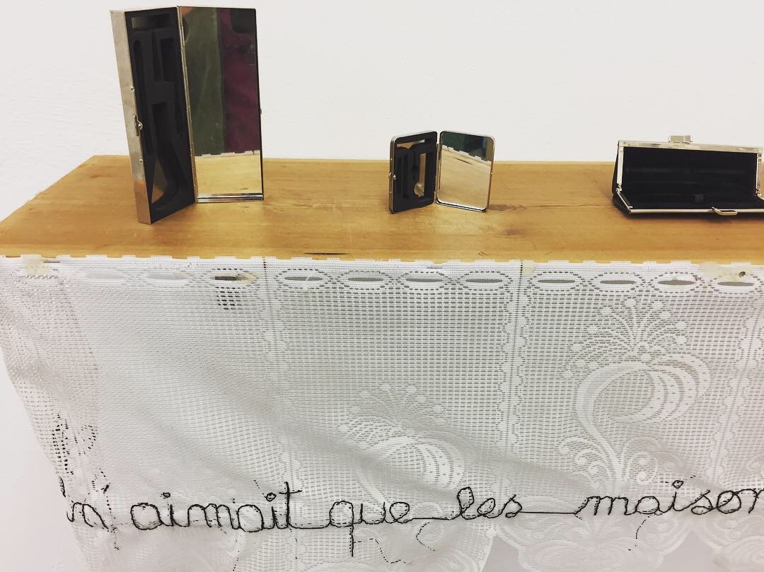 Detail 1 (2018, mixed media, various empty boxes)