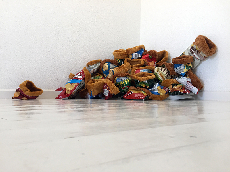Locked In (installation, approx. 150cm x 25cm, mixed media, 2021)