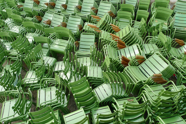 A plethora of green chairs, Jardin des Tuileries, Paris, France