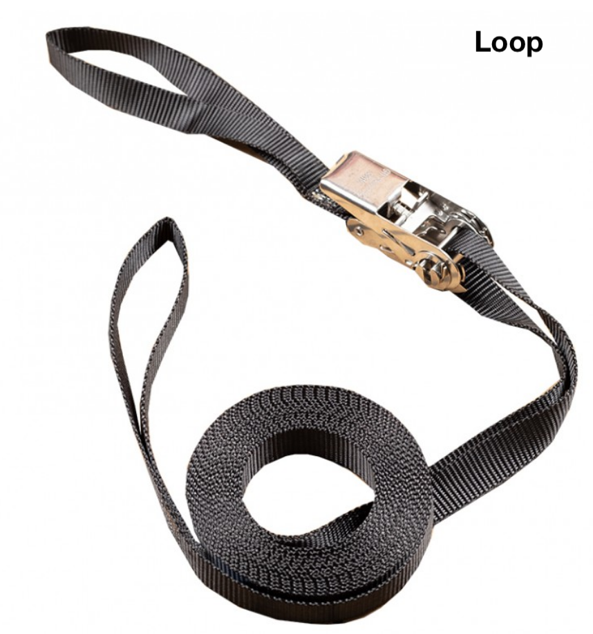 25mm Marine Stainless 316 Ratchet Straps Loop end Superyacht Marine