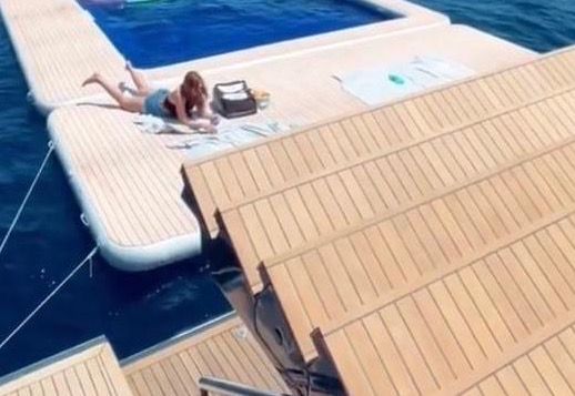 Superyacht Inflatables leisure platform beside a yacht