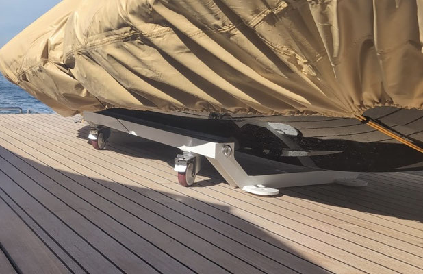 Super low jetski trolley side view
