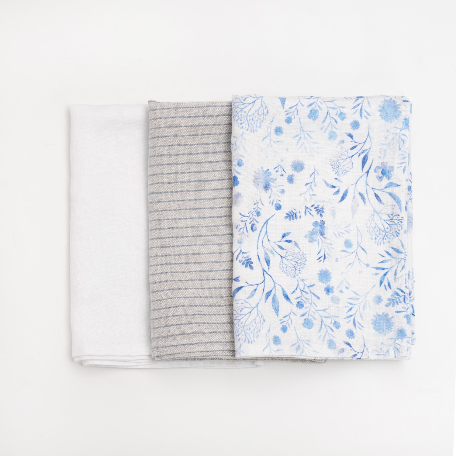 White- Gray Blue Pinst- White Botanical Blue