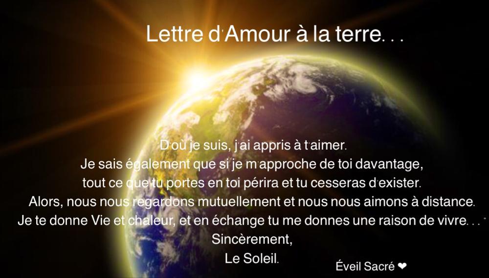 Lettre d'Amour à la terre Site de eveilsacre Lettre d'Amour à la terre Site de eveilsacre