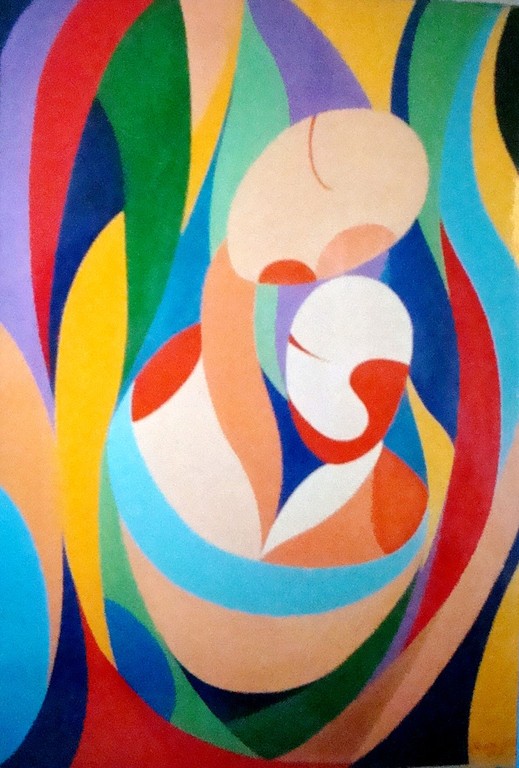 "Maternità"  acrilico su tela 2001  (50x70) Venduto-collezione privata