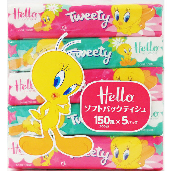 ハロー　トウイーテイーソフトパックテイッシュ300枚*5個パック