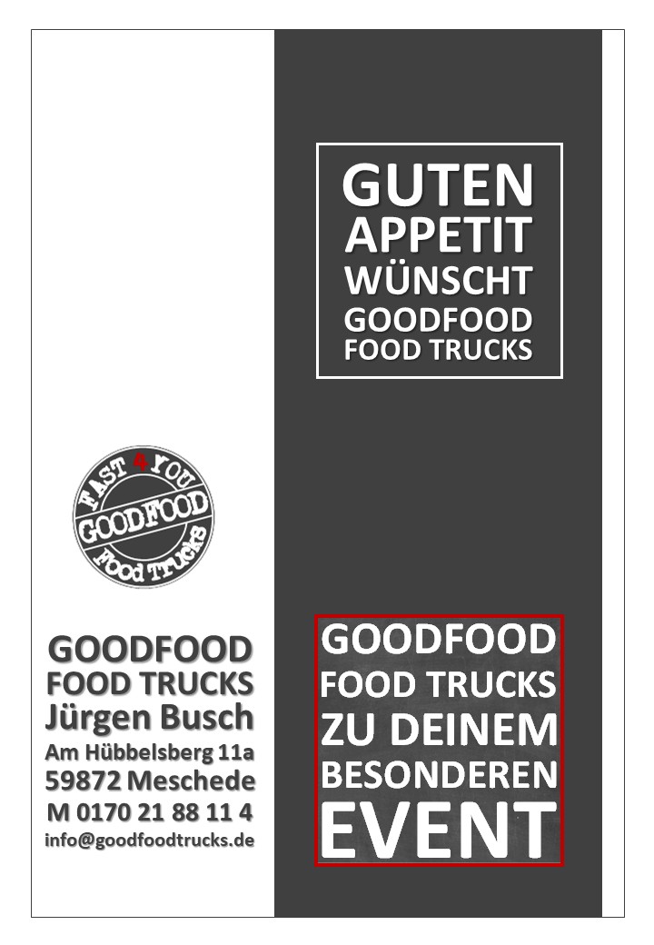 Rückseite Speisekarte