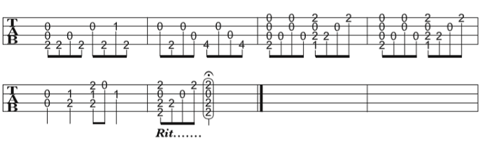 ソロウクレレの楽譜(タブ譜)さくらさくら(Low-G) 4 タブストック