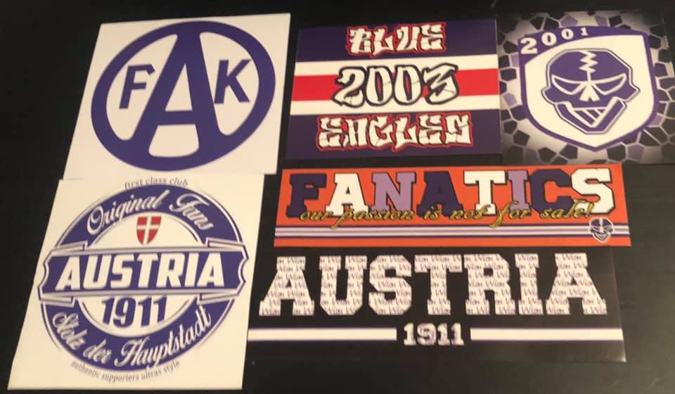 Szenekleber Aufkleber T Shirts Schals Buttons