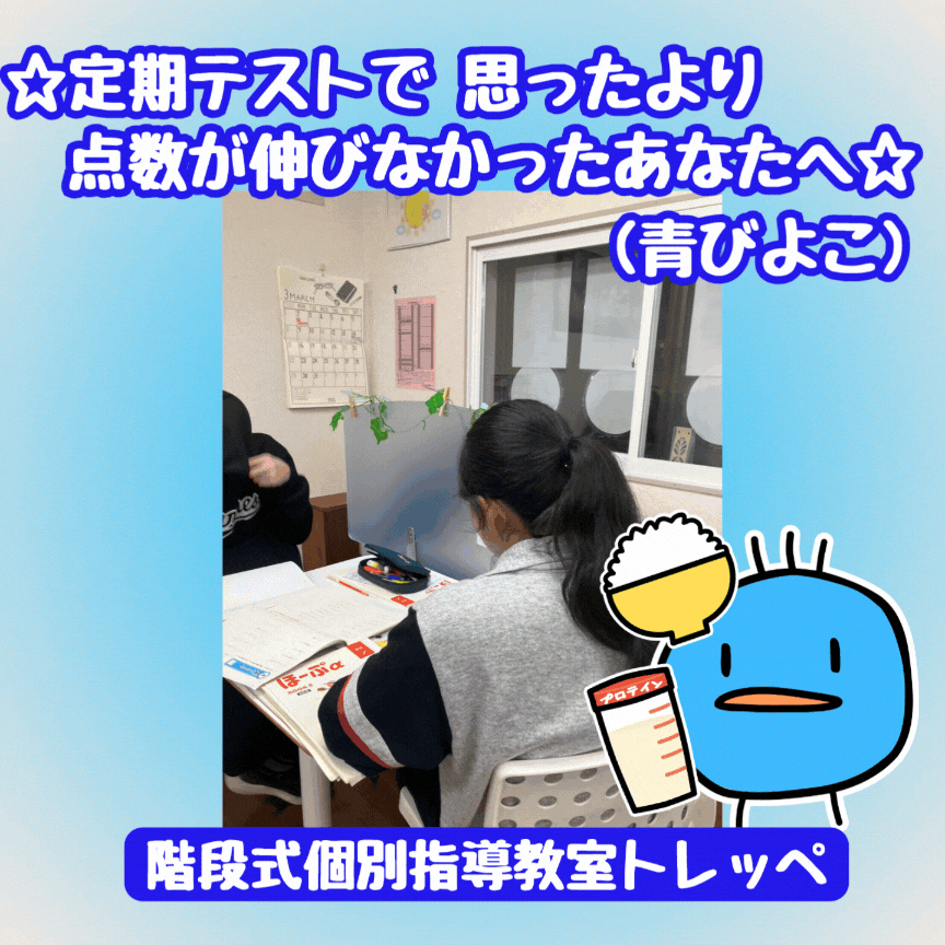 ☆定期テストで思ったより点数が伸びなかったあなたへ(青びよこ)☆